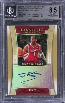 2004-05 UD "Exquisite Collection" Exquisite Enshrinements Red #ENTM1 Tracy McGrady Signed Card (#18/25) - BGS NM-MT+ 8.5/BGS 10